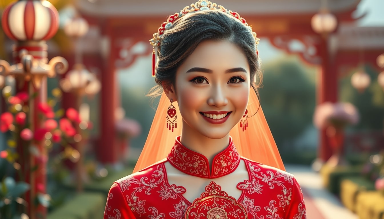 中国人女性の結婚式の画像